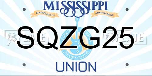 SQZG25 Mississippi License Plate