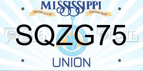 SQZG75 Mississippi License Plate