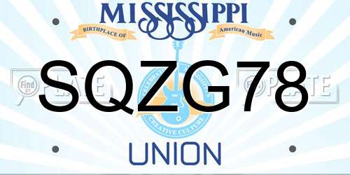 SQZG78 Mississippi License Plate