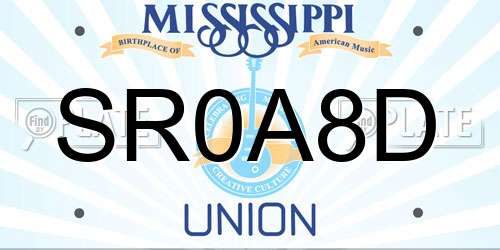 SR0A8D Mississippi License Plate