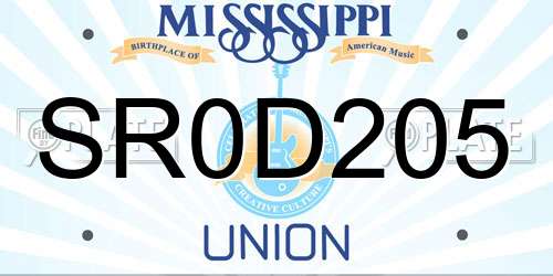 SR0D205 Mississippi License Plate