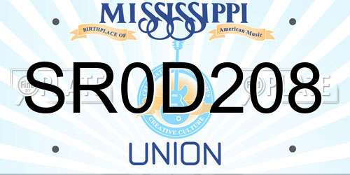 SR0D208 Mississippi License Plate