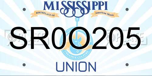 SR0O205 Mississippi License Plate