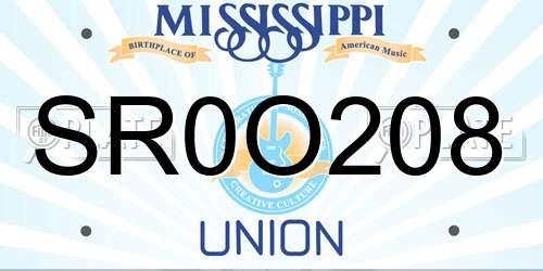 SR0O208 Mississippi License Plate