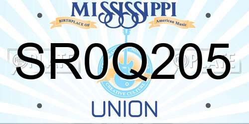 SR0Q205 Mississippi License Plate
