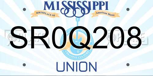 SR0Q208 Mississippi License Plate