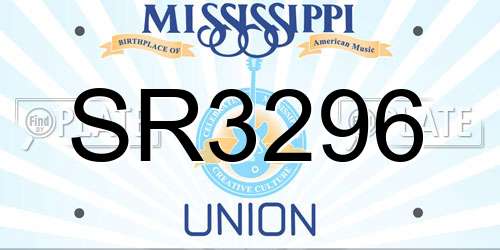 SR3296 Mississippi License Plate