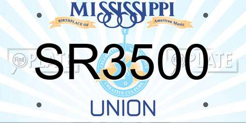 SR3500 Mississippi License Plate