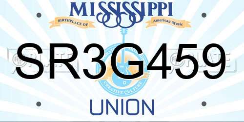 SR3G459 Mississippi License Plate