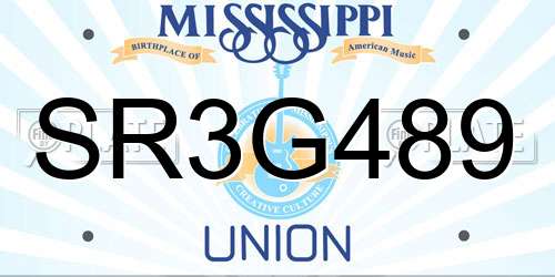 SR3G489 Mississippi License Plate