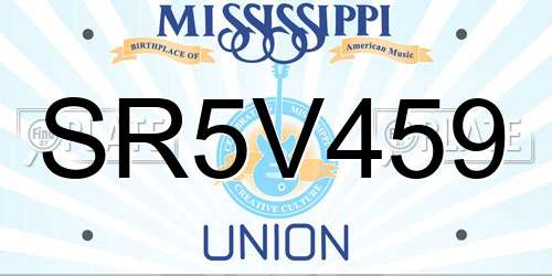 SR5V459 Mississippi License Plate