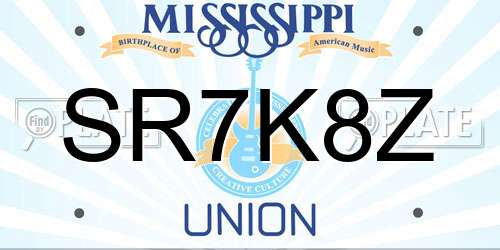SR7K8Z Mississippi License Plate