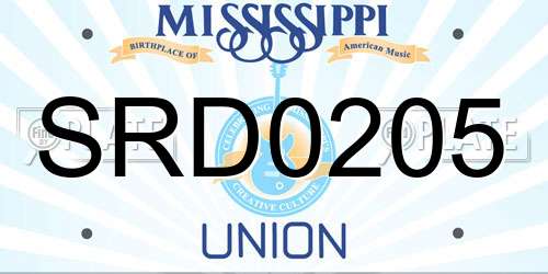 SRD0205 Mississippi License Plate