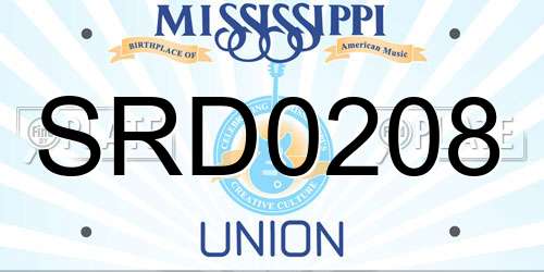 SRD0208 Mississippi License Plate