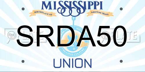 SRDA50 Mississippi License Plate