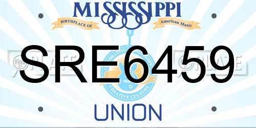 SRE6459 Mississippi License Plate