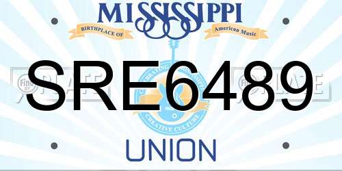 SRE6489 Mississippi License Plate