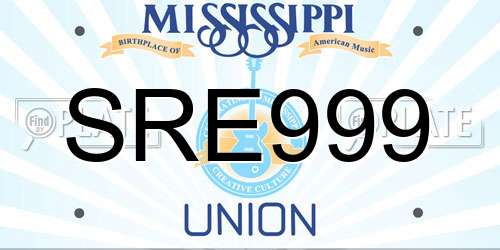 SRE999 Mississippi License Plate