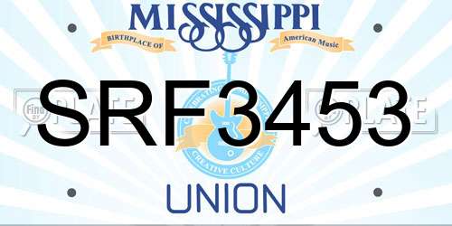 SRF3453 Mississippi License Plate