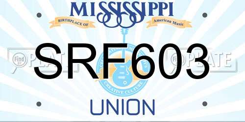 SRF603 Mississippi License Plate