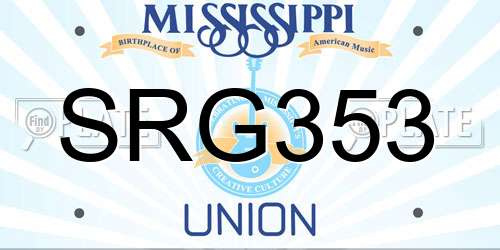 SRG353 Mississippi License Plate