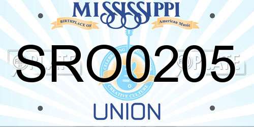 SRO0205 Mississippi License Plate