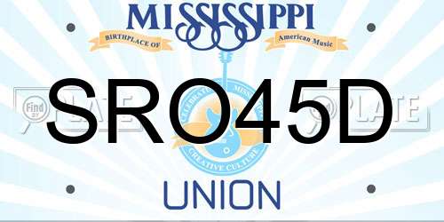 SRO45D Mississippi License Plate