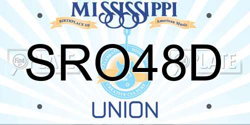 SRO48D Mississippi License Plate