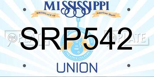 SRP542 Mississippi License Plate