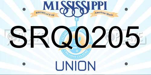 SRQ0205 Mississippi License Plate