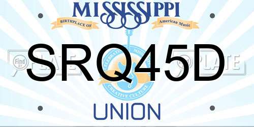 SRQ45D Mississippi License Plate