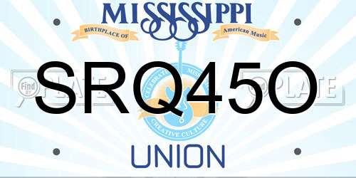 SRQ45O Mississippi License Plate