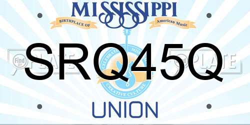 SRQ45Q Mississippi License Plate