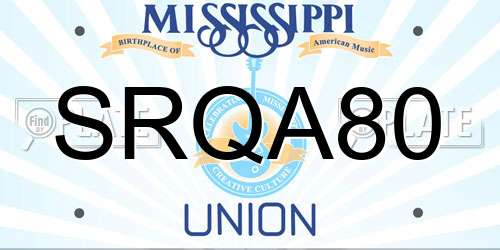 SRQA80 Mississippi License Plate
