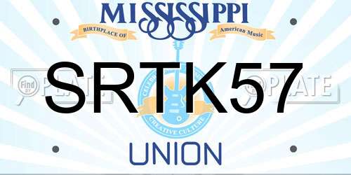 SRTK57 Mississippi License Plate