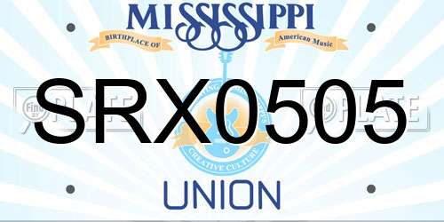 SRX0505 Mississippi License Plate