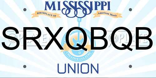 SRXQBQB Mississippi License Plate