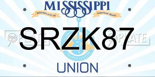 SRZK87 Mississippi License Plate