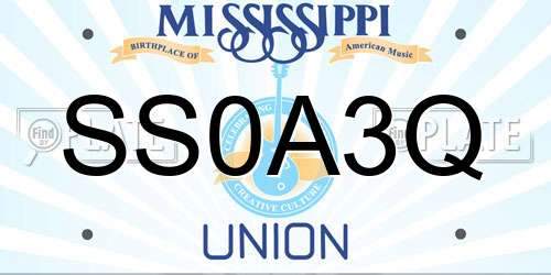 SS0A3Q Mississippi License Plate