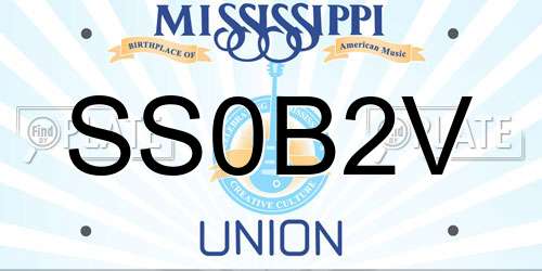 SS0B2V Mississippi License Plate