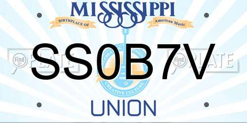 SS0B7V Mississippi License Plate