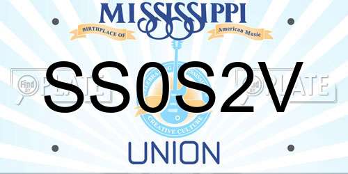SS0S2V Mississippi License Plate