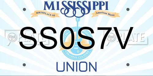 SS0S7V Mississippi License Plate