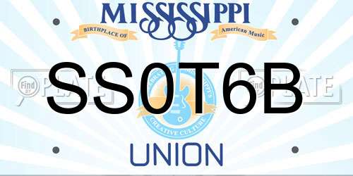 SS0T6B Mississippi License Plate