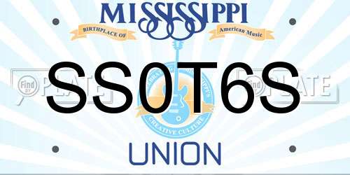 SS0T6S Mississippi License Plate
