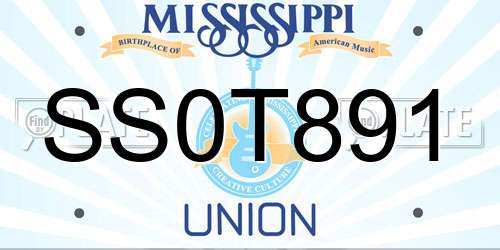 SS0T891 Mississippi License Plate