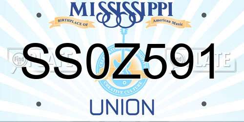 SS0Z591 Mississippi License Plate