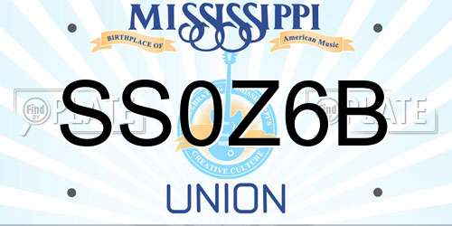 SS0Z6B Mississippi License Plate