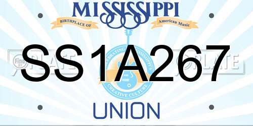 SS1A267 Mississippi License Plate