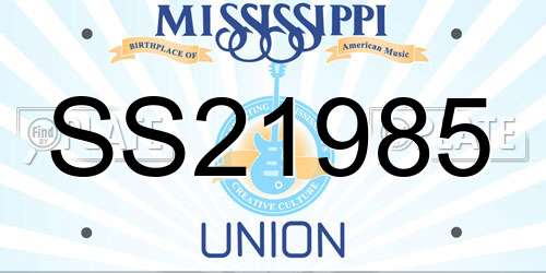 SS21985 Mississippi License Plate